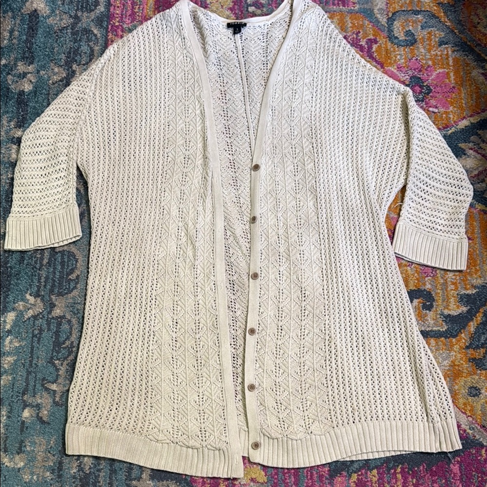 Torrid Cream button cardigan open weave sz 3